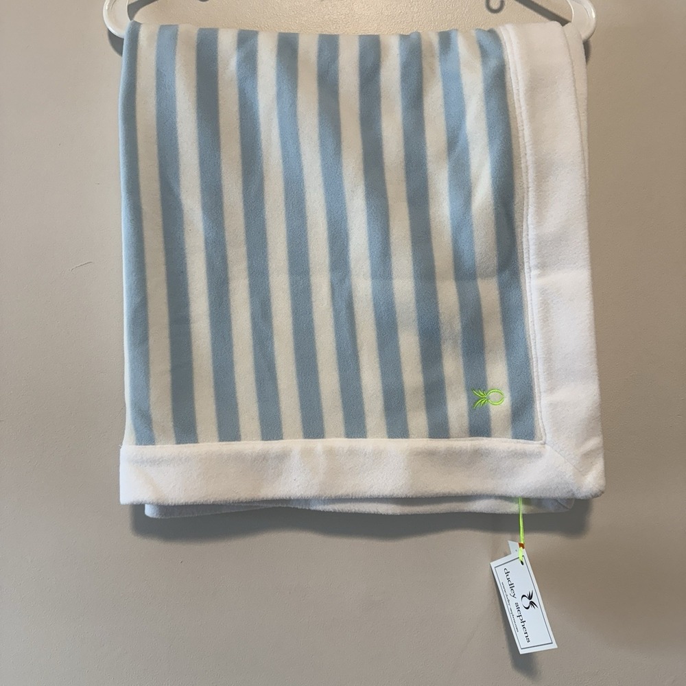 Dudley Stephens NWT Ice Blue White Stripe Baby Blanket